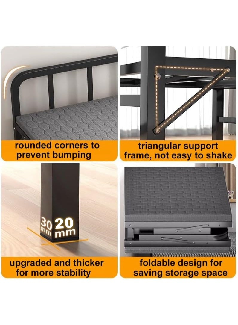 زويهاو سرير قابل للطي المحمول في الهواء الطلق غرفة النوم وأجزاء المكتب لا سرير مرتفع 188 * 90 * 45 سم فراش سرير أسود قابل للطي - Image 3